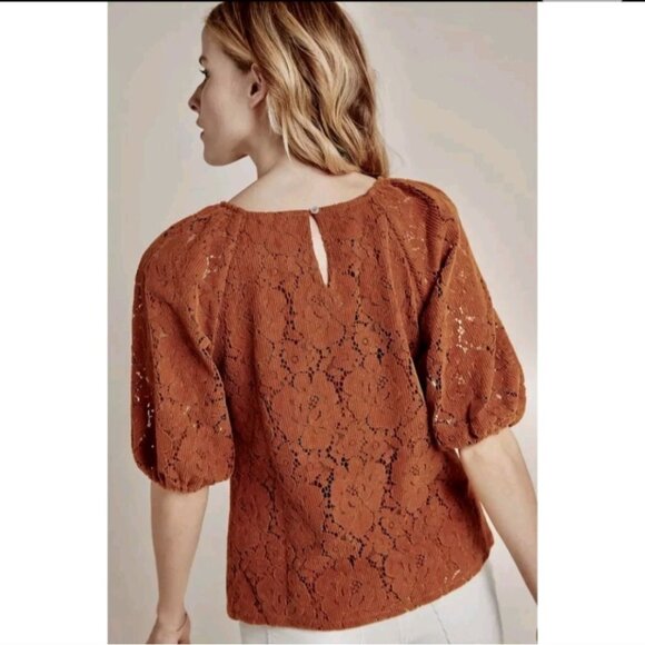 Anthro Womens Boho Floral Lace Blouse Small Dolan Norah 3/4 Western Festival - Picture 2 of 8
